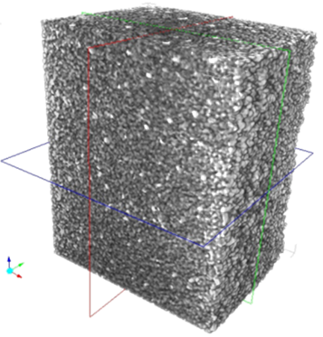 A section of resin-coated and compacted regolith (Structure analysis by  X-ray CT)