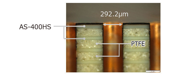 Cross-section of the multilayer of PTFE