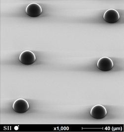 AHシリーズの硬化パターンの断面30 µm lens @15 µmt